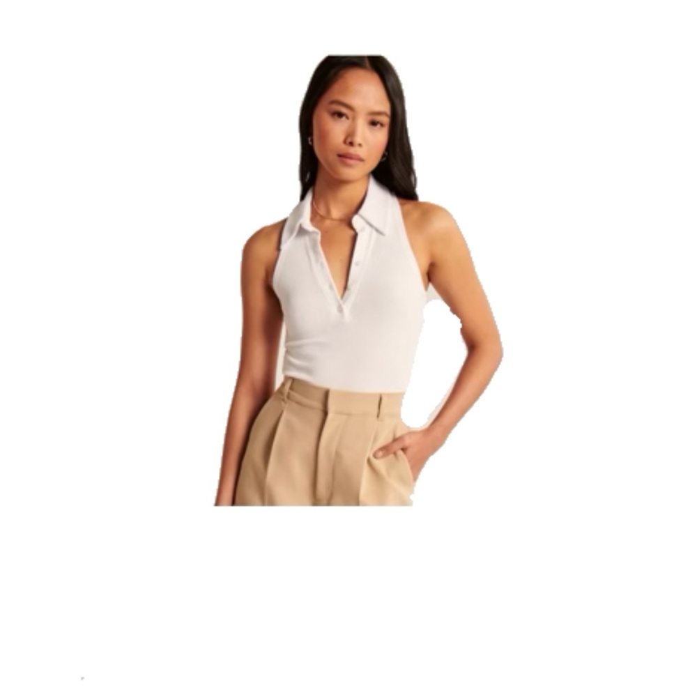 Abercrombie & Fitch White Collared Bodysuit